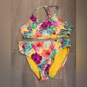 Girls Tropical Macrame Bikini - Yellow